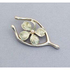 Vintage Floral Letter Y Flower Dainty Light Gold Tone Brooch by Gerry's - C1